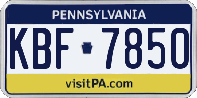 PA license plate KBF7850