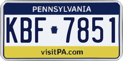 PA license plate KBF7851
