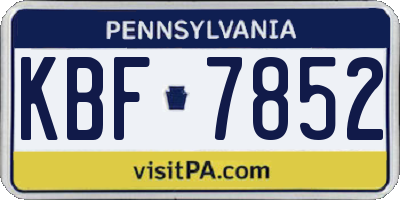PA license plate KBF7852