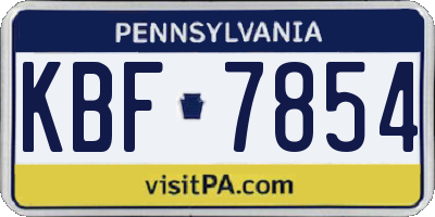 PA license plate KBF7854