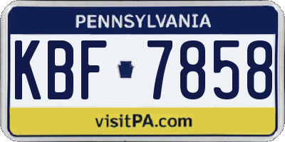 PA license plate KBF7858