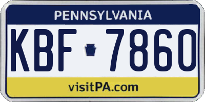 PA license plate KBF7860