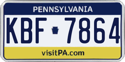PA license plate KBF7864