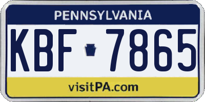 PA license plate KBF7865
