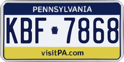 PA license plate KBF7868