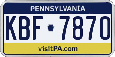 PA license plate KBF7870