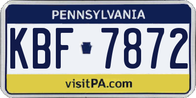PA license plate KBF7872