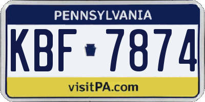 PA license plate KBF7874