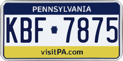 PA license plate KBF7875
