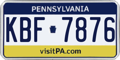 PA license plate KBF7876