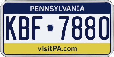 PA license plate KBF7880
