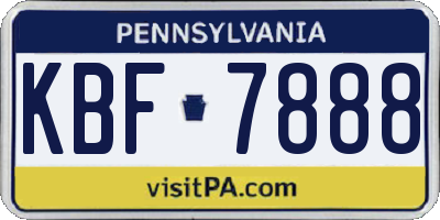 PA license plate KBF7888
