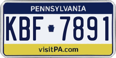 PA license plate KBF7891