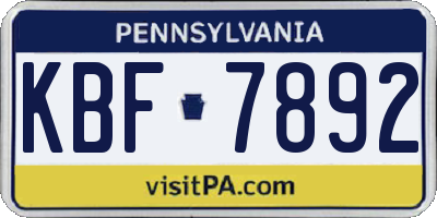 PA license plate KBF7892
