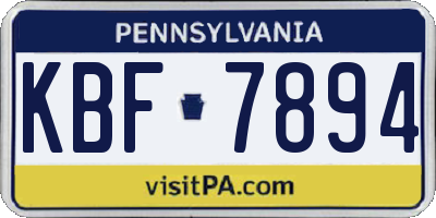 PA license plate KBF7894