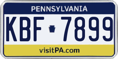 PA license plate KBF7899