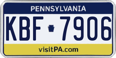 PA license plate KBF7906