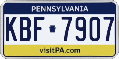 PA license plate KBF7907