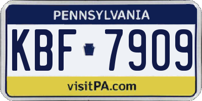 PA license plate KBF7909