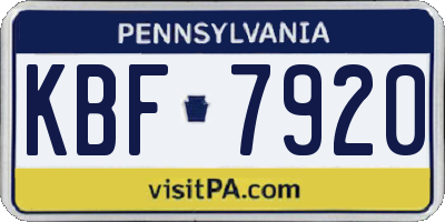 PA license plate KBF7920