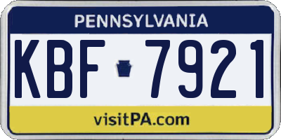 PA license plate KBF7921