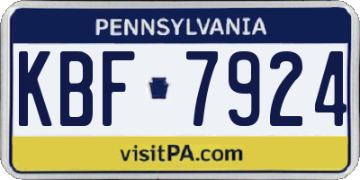 PA license plate KBF7924