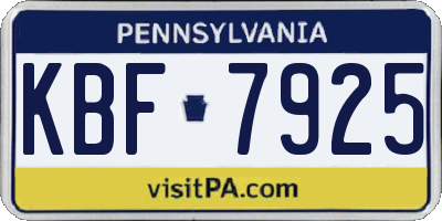 PA license plate KBF7925