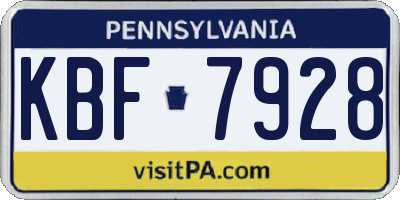 PA license plate KBF7928
