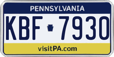 PA license plate KBF7930