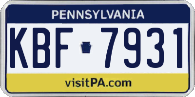 PA license plate KBF7931