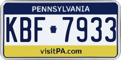 PA license plate KBF7933