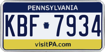 PA license plate KBF7934