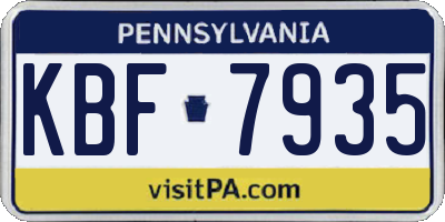 PA license plate KBF7935