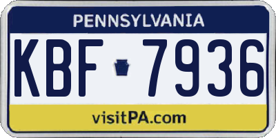 PA license plate KBF7936