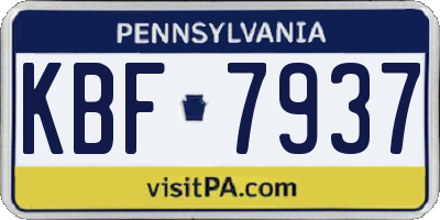 PA license plate KBF7937