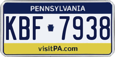 PA license plate KBF7938