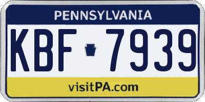 PA license plate KBF7939