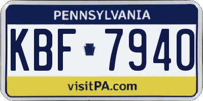 PA license plate KBF7940
