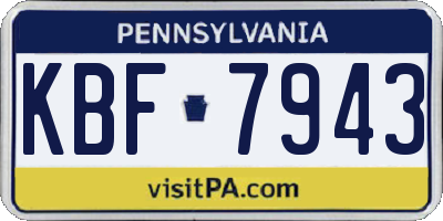 PA license plate KBF7943