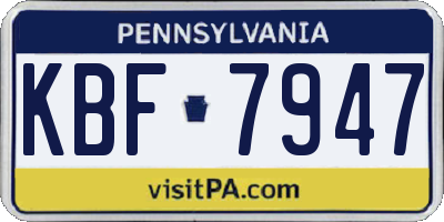 PA license plate KBF7947