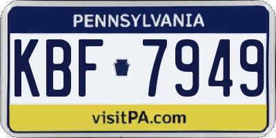 PA license plate KBF7949