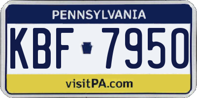 PA license plate KBF7950