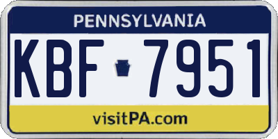 PA license plate KBF7951