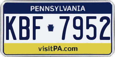 PA license plate KBF7952
