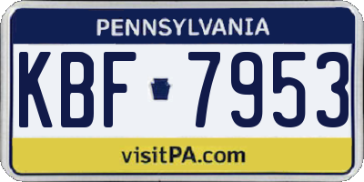 PA license plate KBF7953