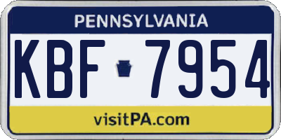 PA license plate KBF7954