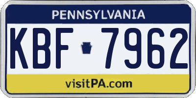 PA license plate KBF7962