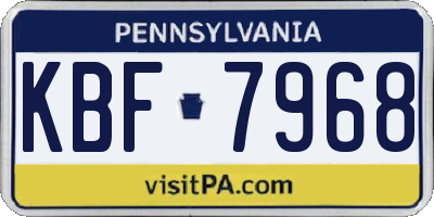 PA license plate KBF7968