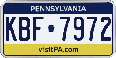PA license plate KBF7972