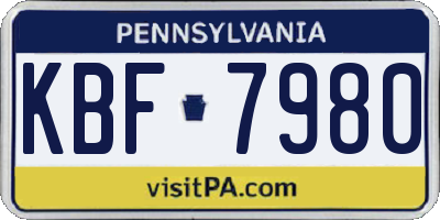 PA license plate KBF7980